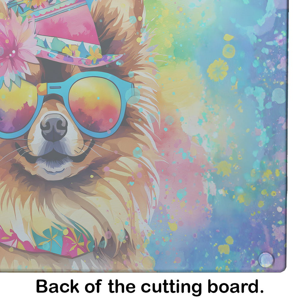 Pomeranian Hippie Dawg Glass Cutting Board