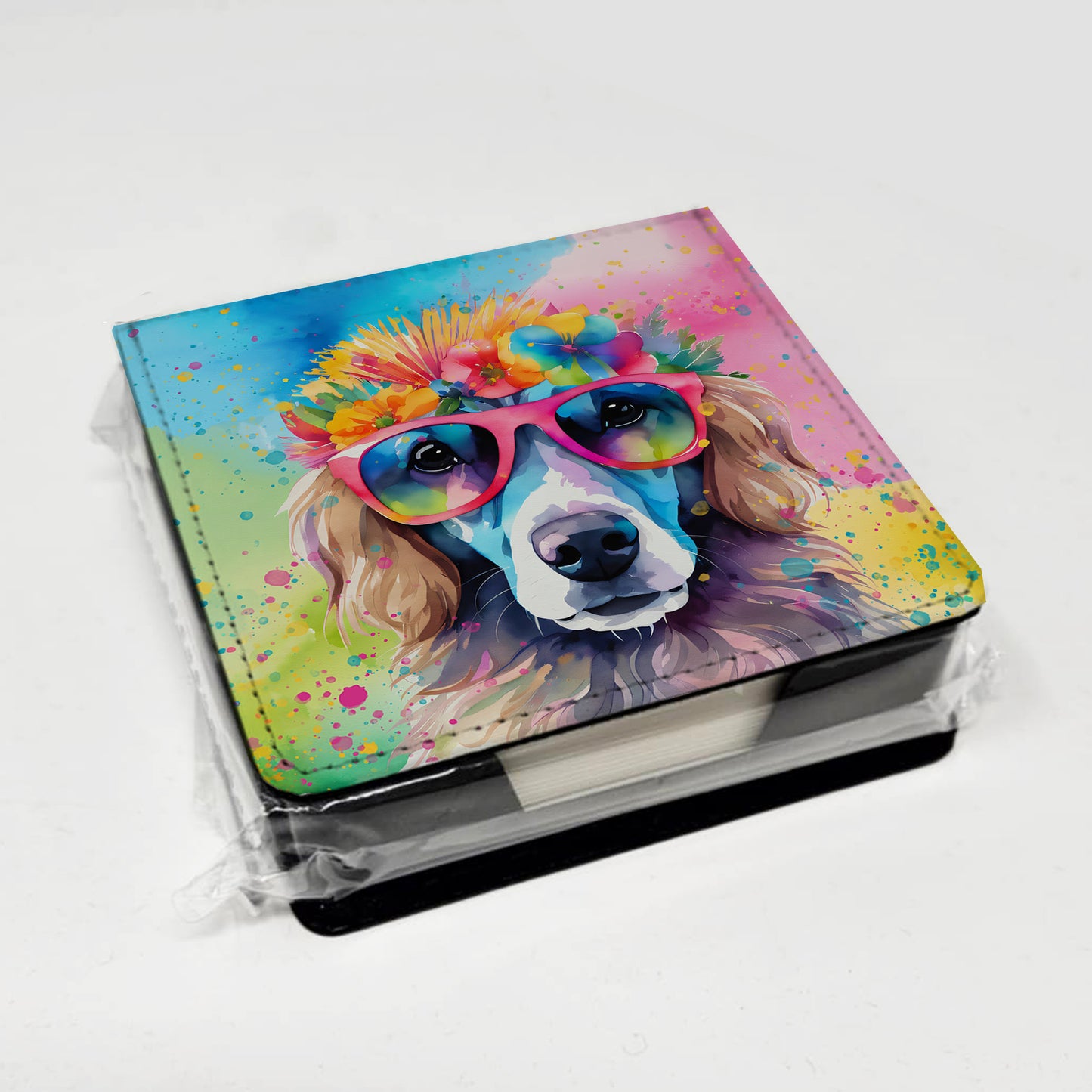 Poodle Hippie Dawg PU Leather Note Paper Holder