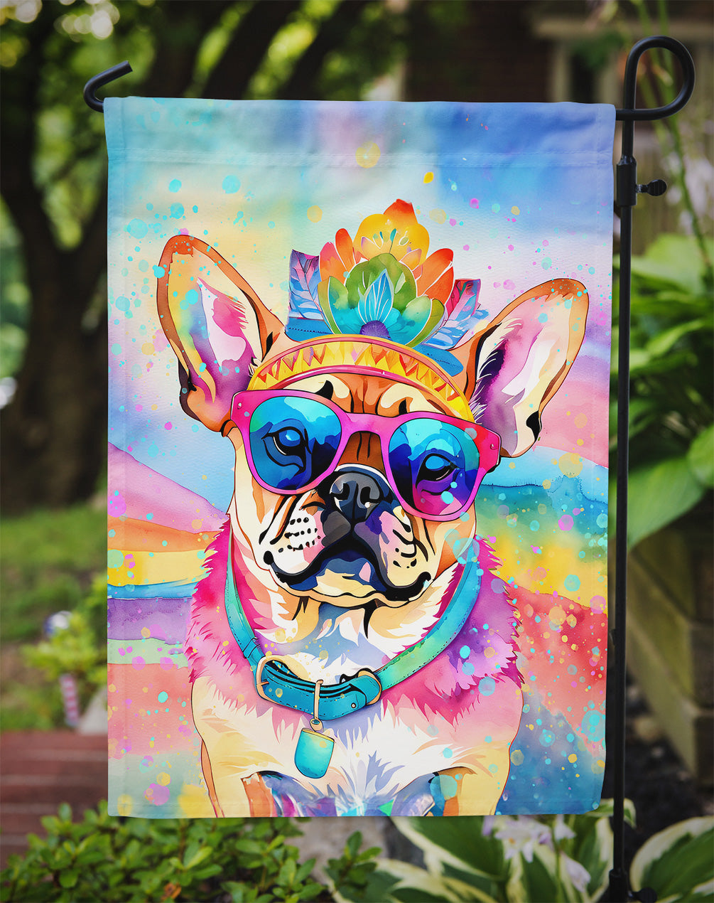 Pug Hippie Dawg Garden Flag