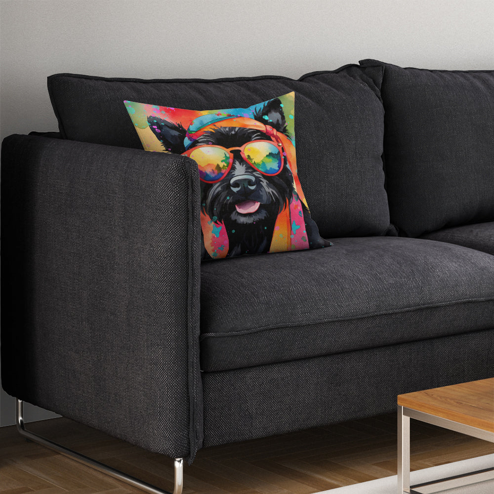 Scottish Terrier Hippie Dawg Throw Pillow