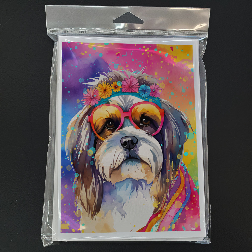 Shih Tzu Hippie Dawg Greeting Cards Pack of 8