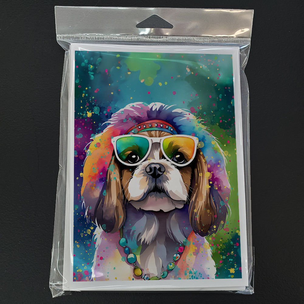 Shih Tzu Hippie Dawg Greeting Cards Pack of 8