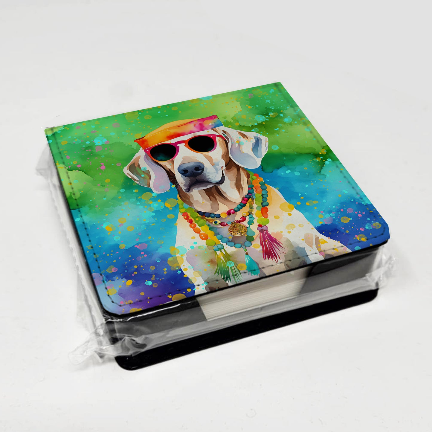 Weimaraner Hippie Dawg PU Leather Note Paper Holder