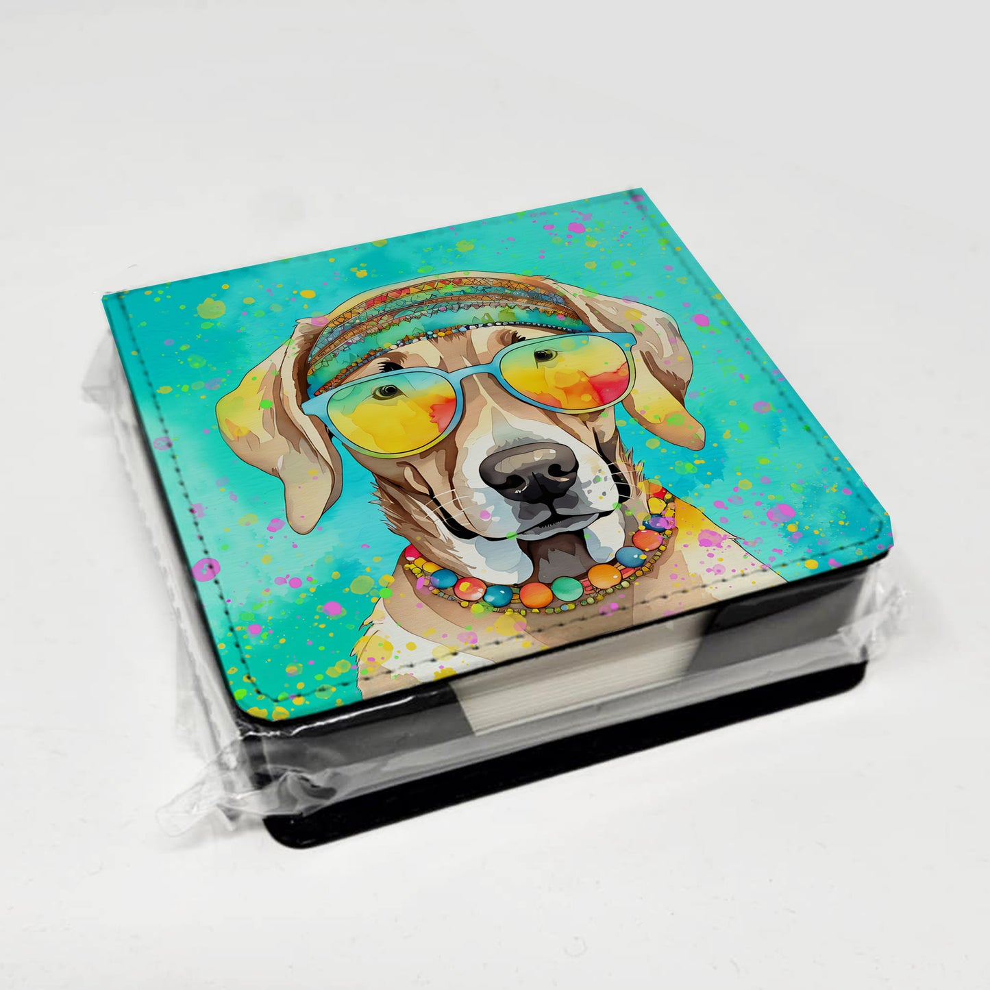 Weimaraner Hippie Dawg PU Leather Note Paper Holder