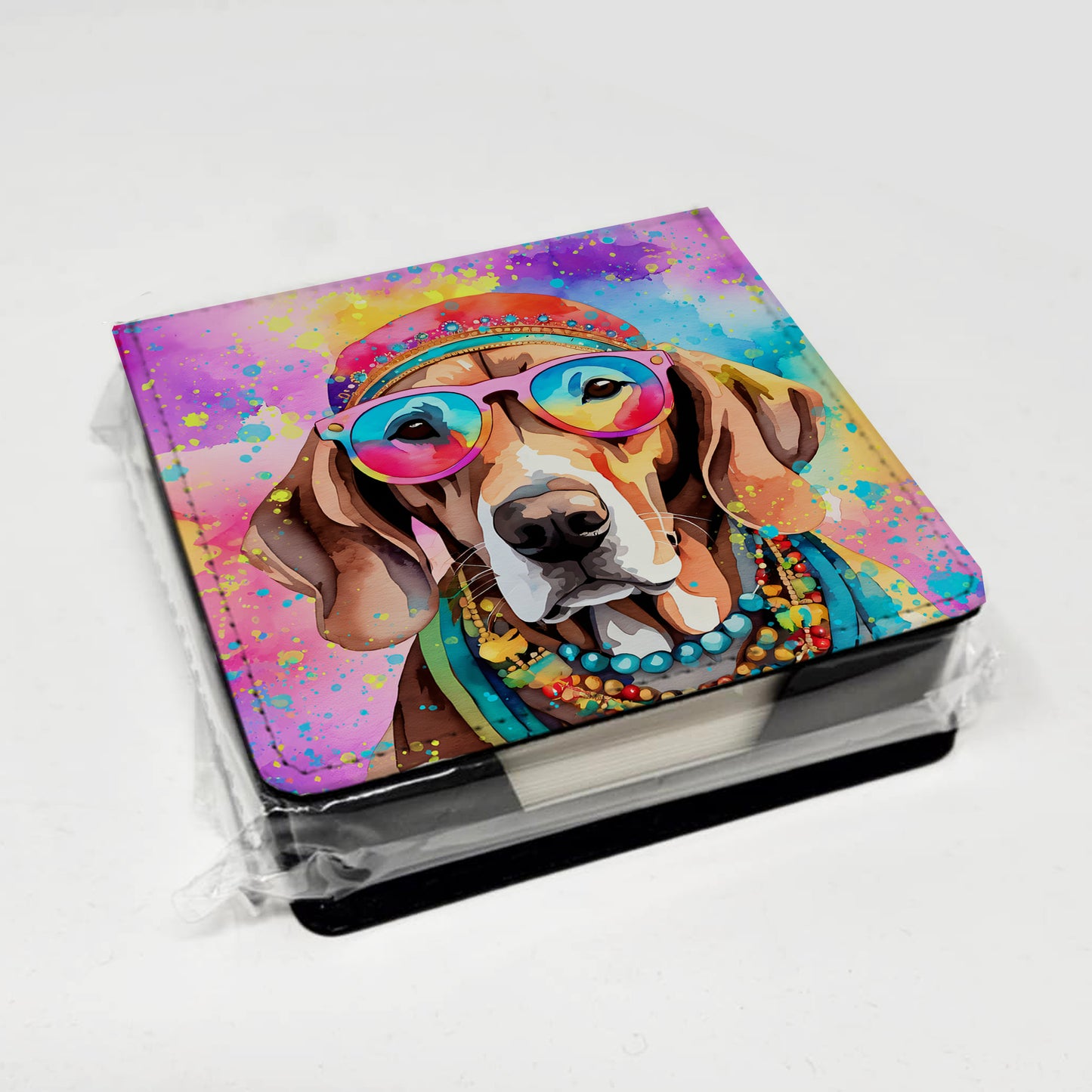Weimaraner Hippie Dawg PU Leather Note Paper Holder