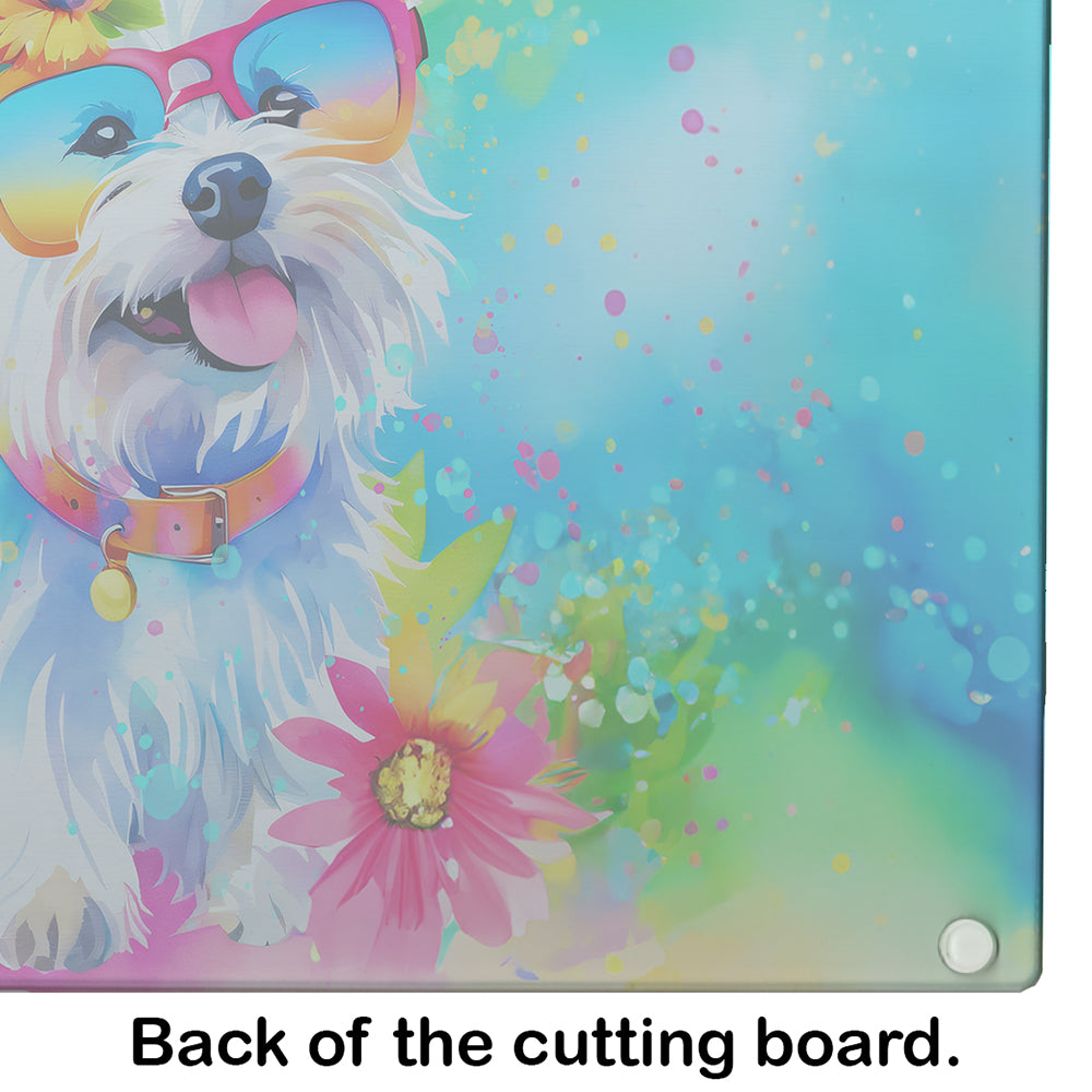 Westie Hippie Dawg Glass Cutting Board