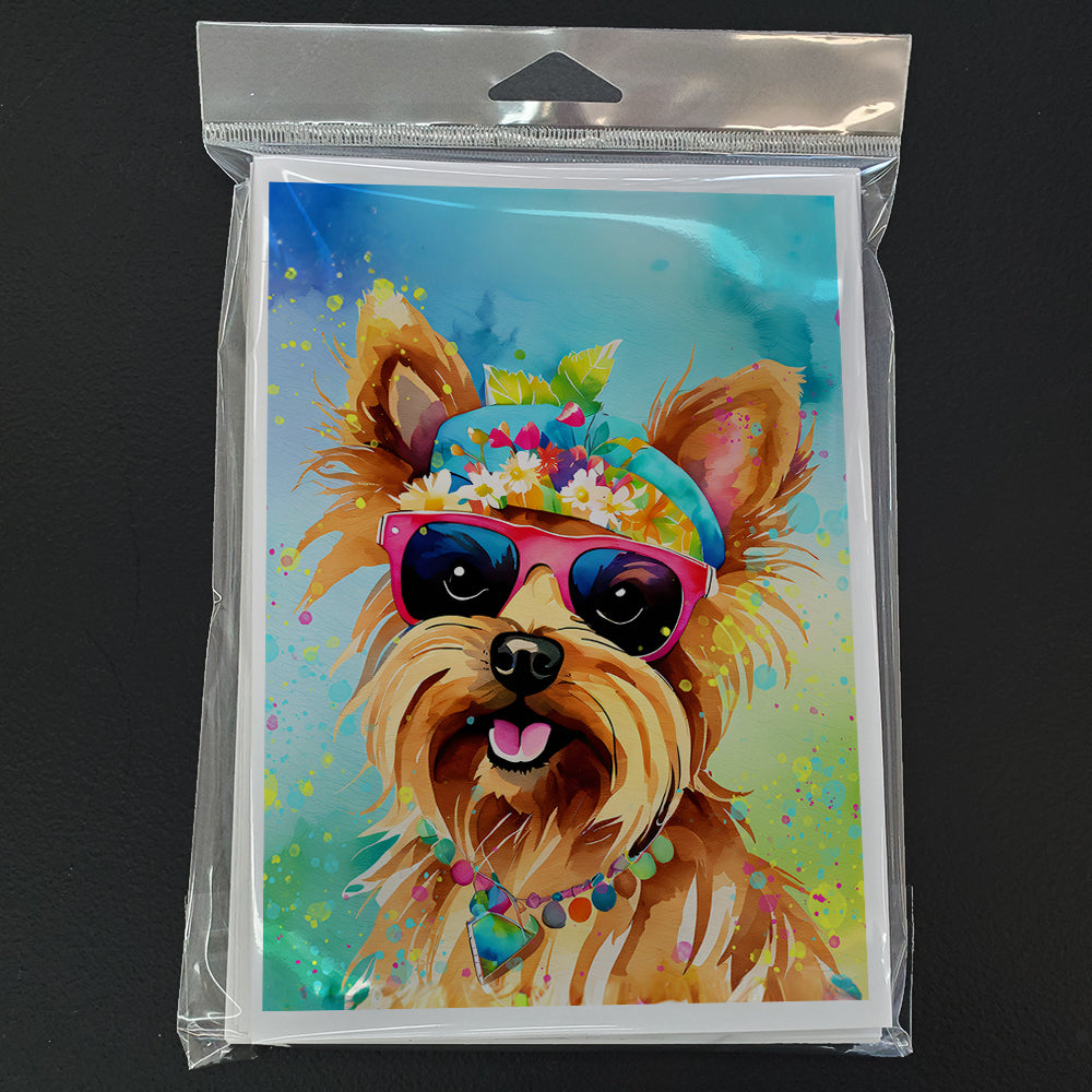 Yorkshire Terrier Hippie Dawg Greeting Cards Pack of 8