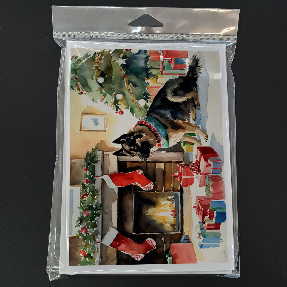 Norwegian Buhund Cozy Christmas Greeting Cards Pack of 8