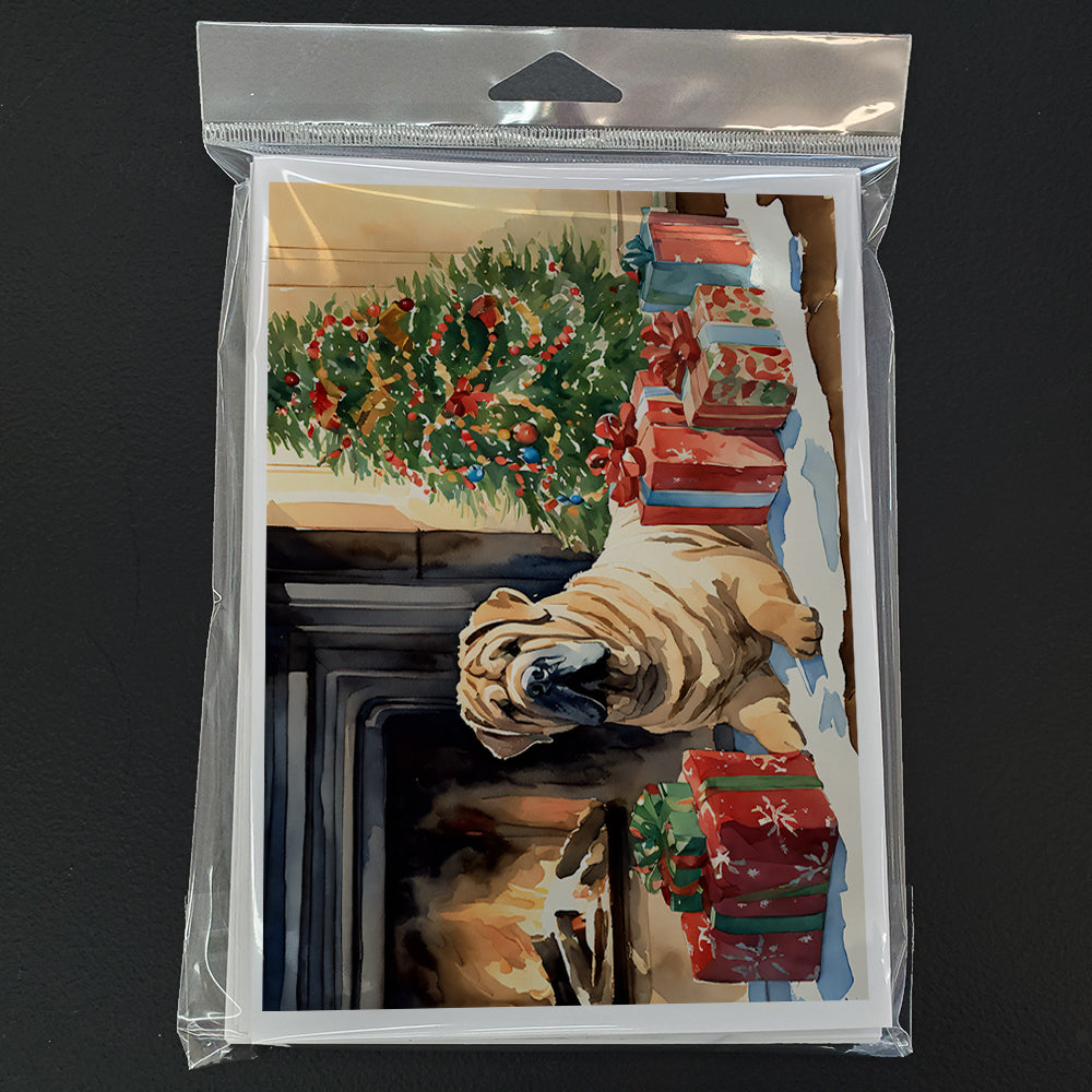 Shar Pei Cozy Christmas Greeting Cards Pack of 8