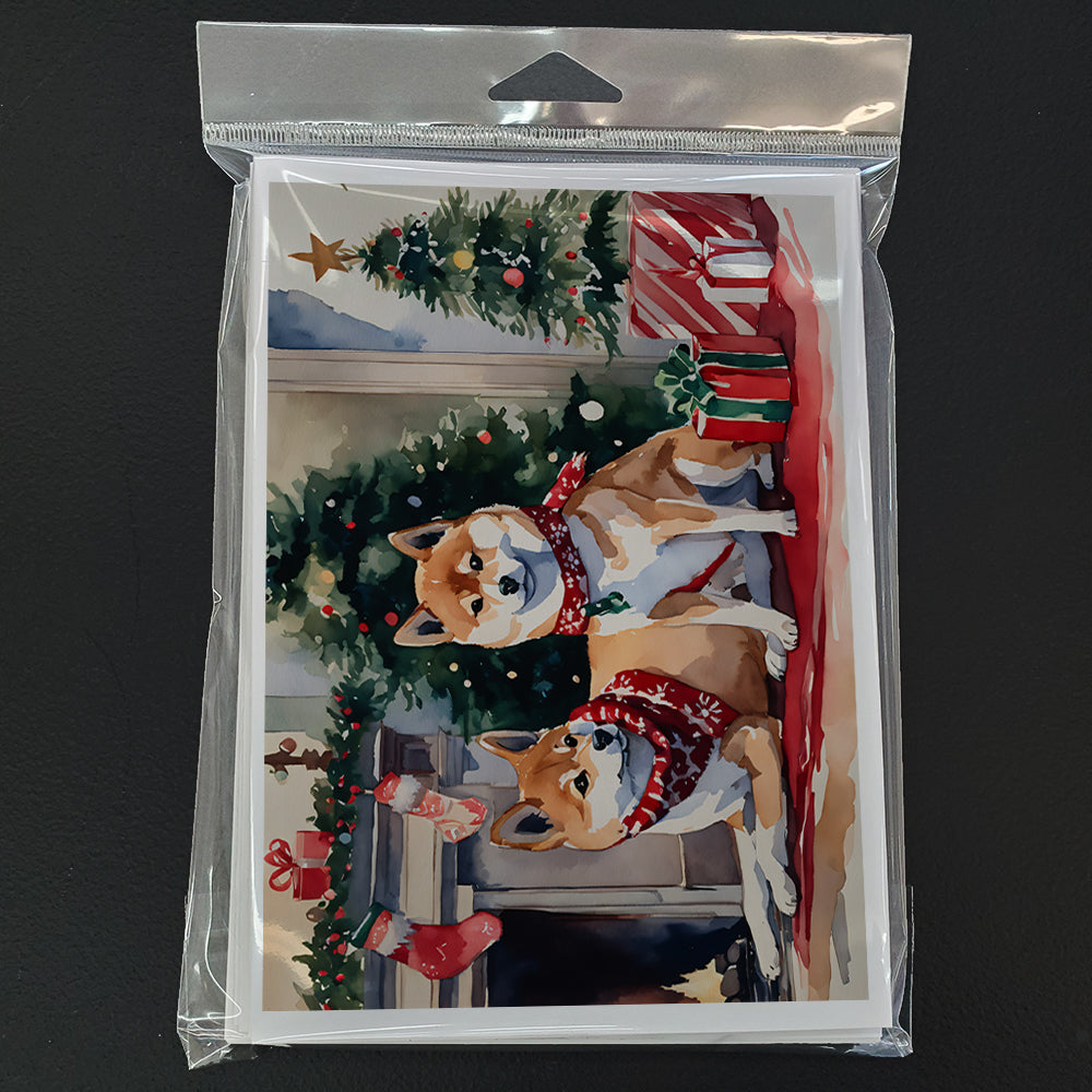 Shiba Inu Cozy Christmas Greeting Cards Pack of 8