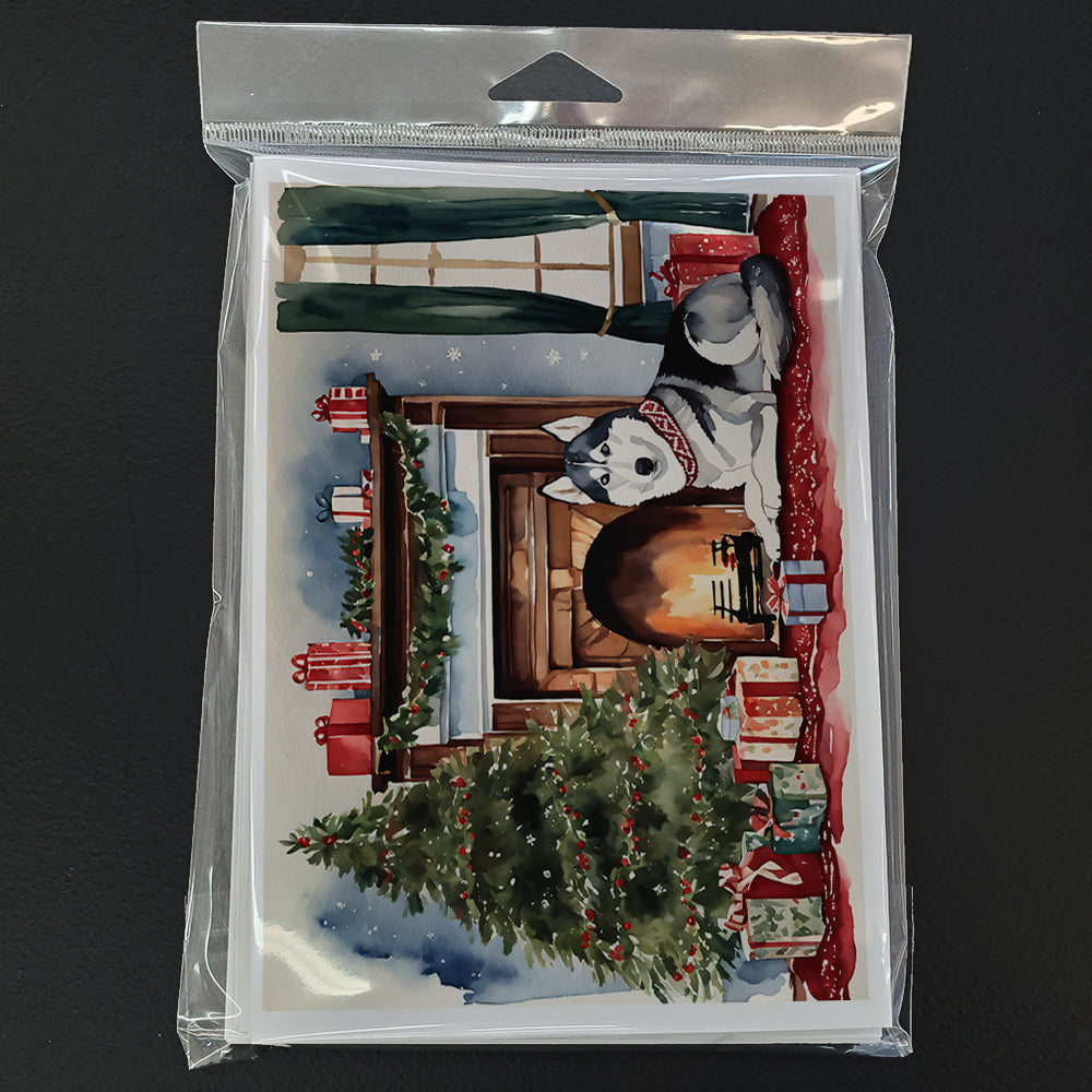 Siberian Husky Cozy Christmas Greeting Cards Pack of 8