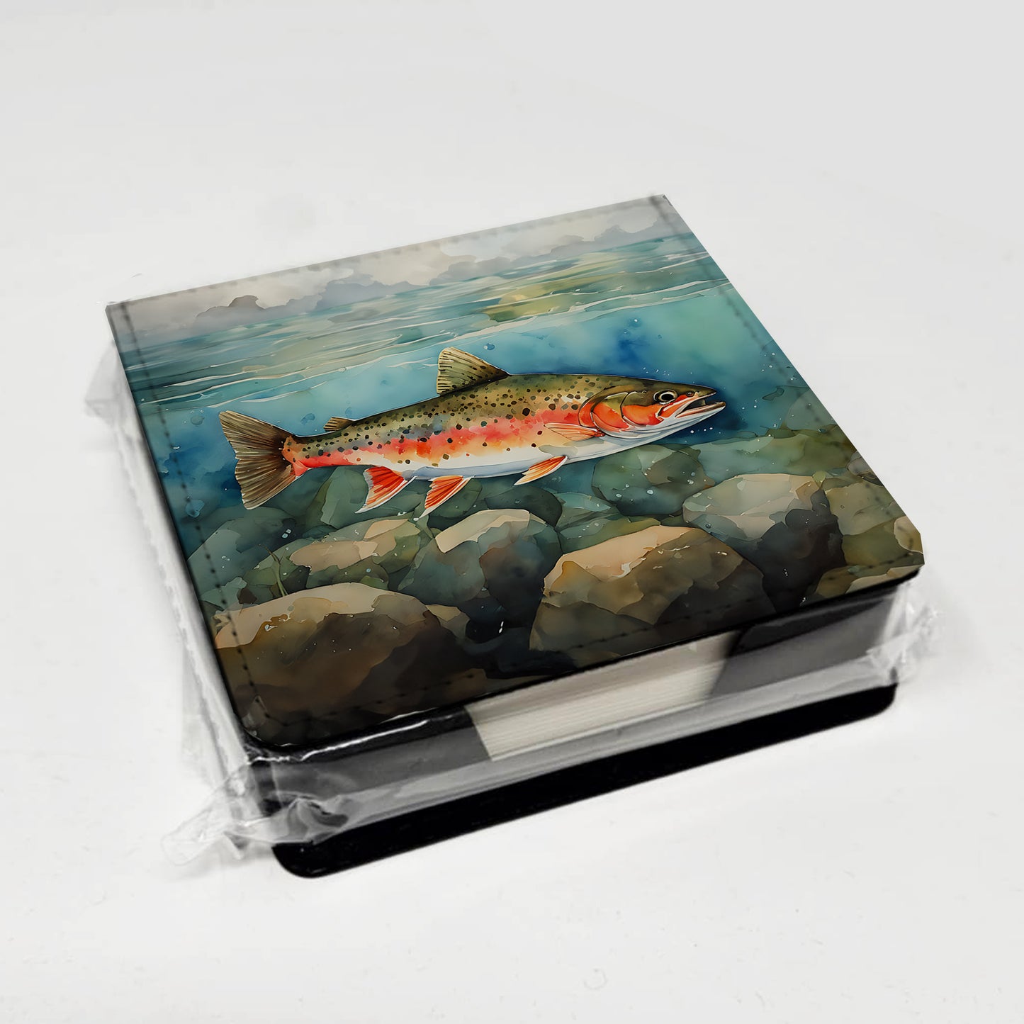 Brook Trout PU Leather Note Paper Holder