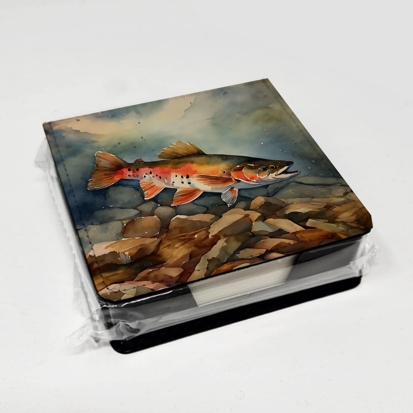 Brook Trout PU Leather Note Paper Holder