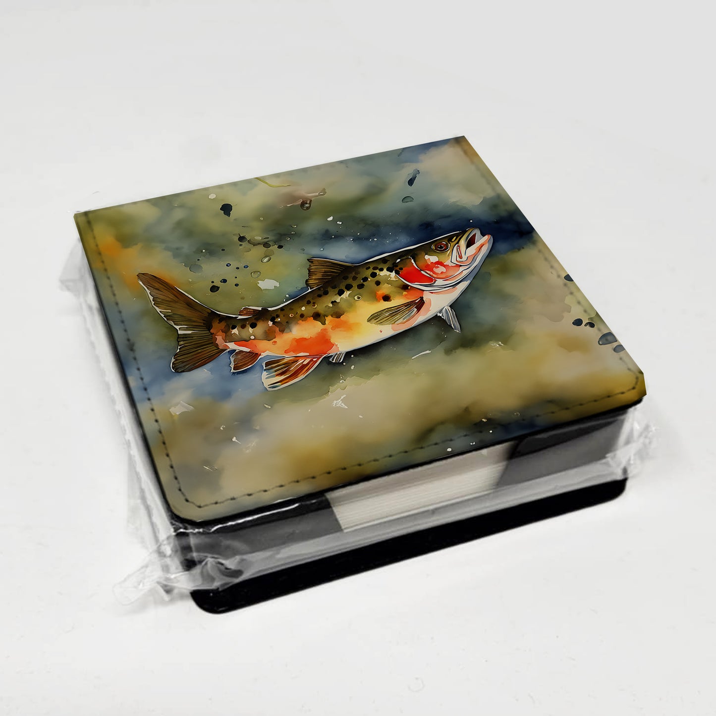 Brook Trout PU Leather Note Paper Holder