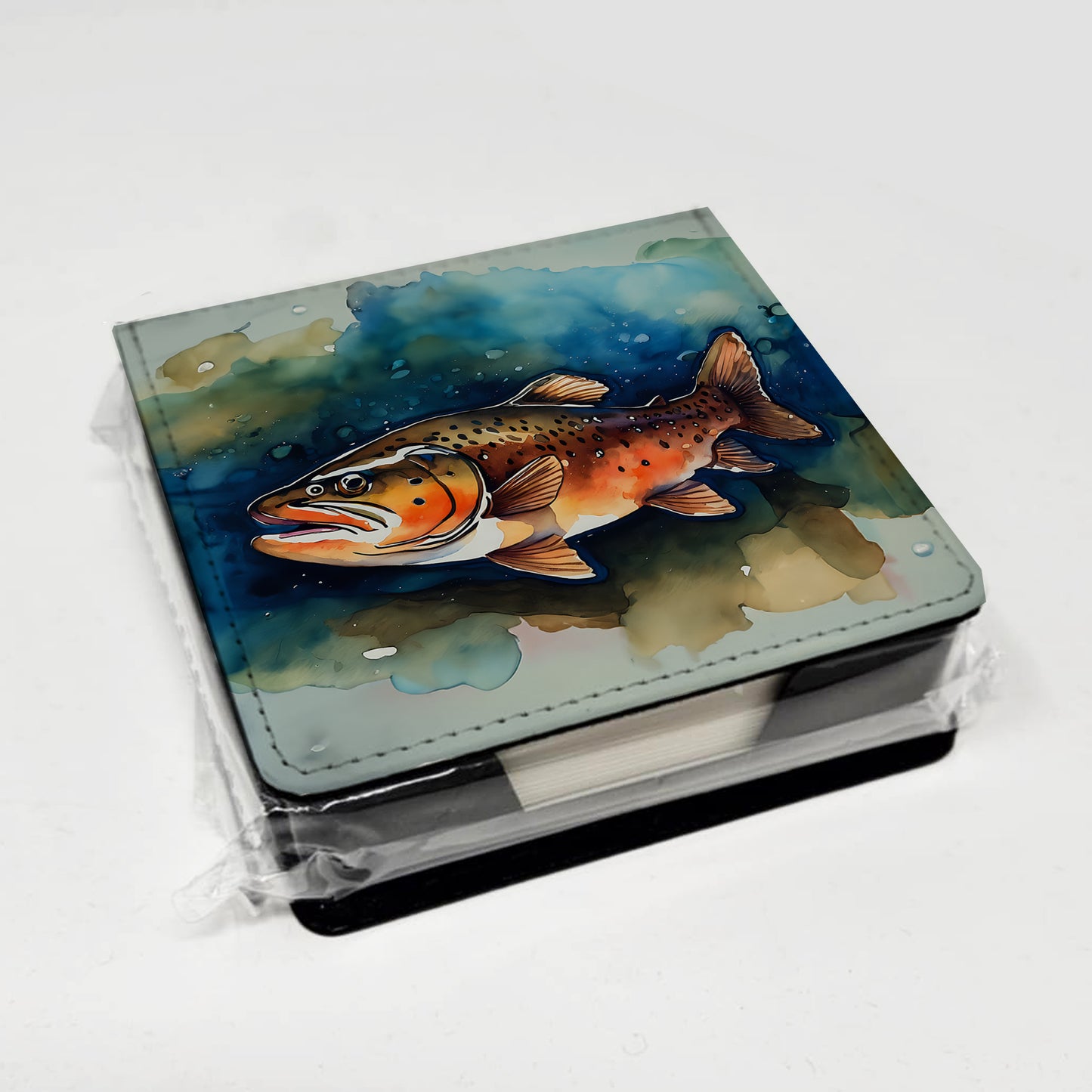 Brown Trout PU Leather Note Paper Holder