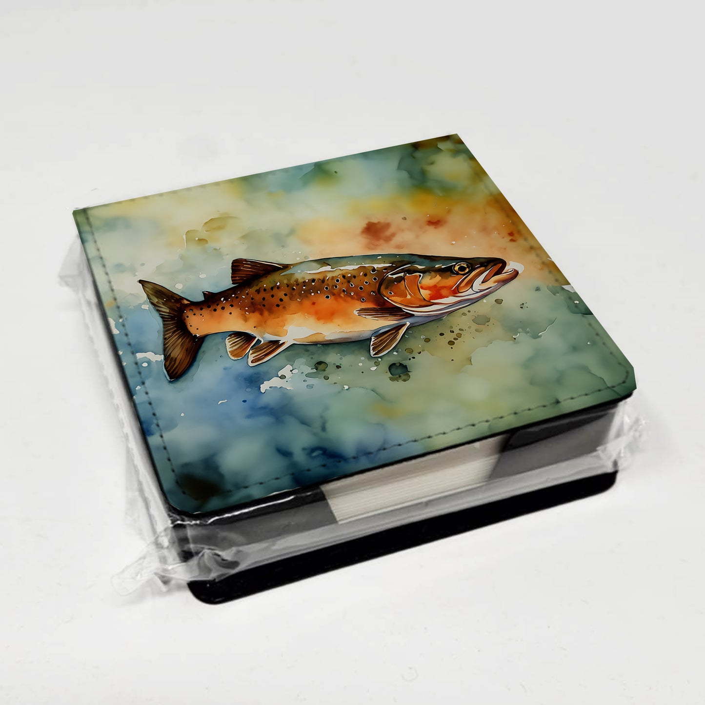 Brown Trout PU Leather Note Paper Holder