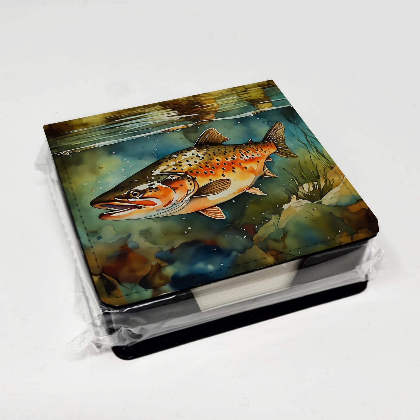 Brown Trout PU Leather Note Paper Holder