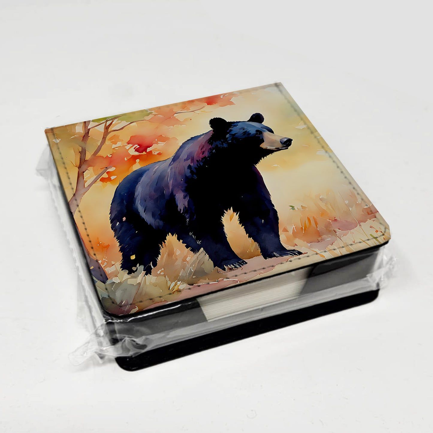 American Black Bear PU Leather Note Paper Holder