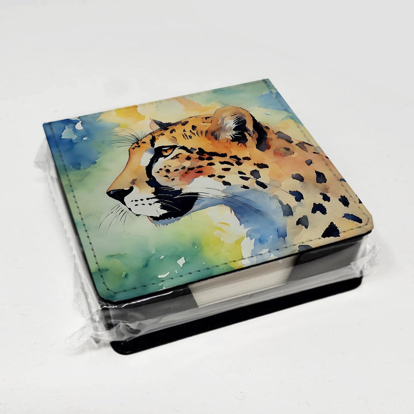 Cheetah PU Leather Note Paper Holder