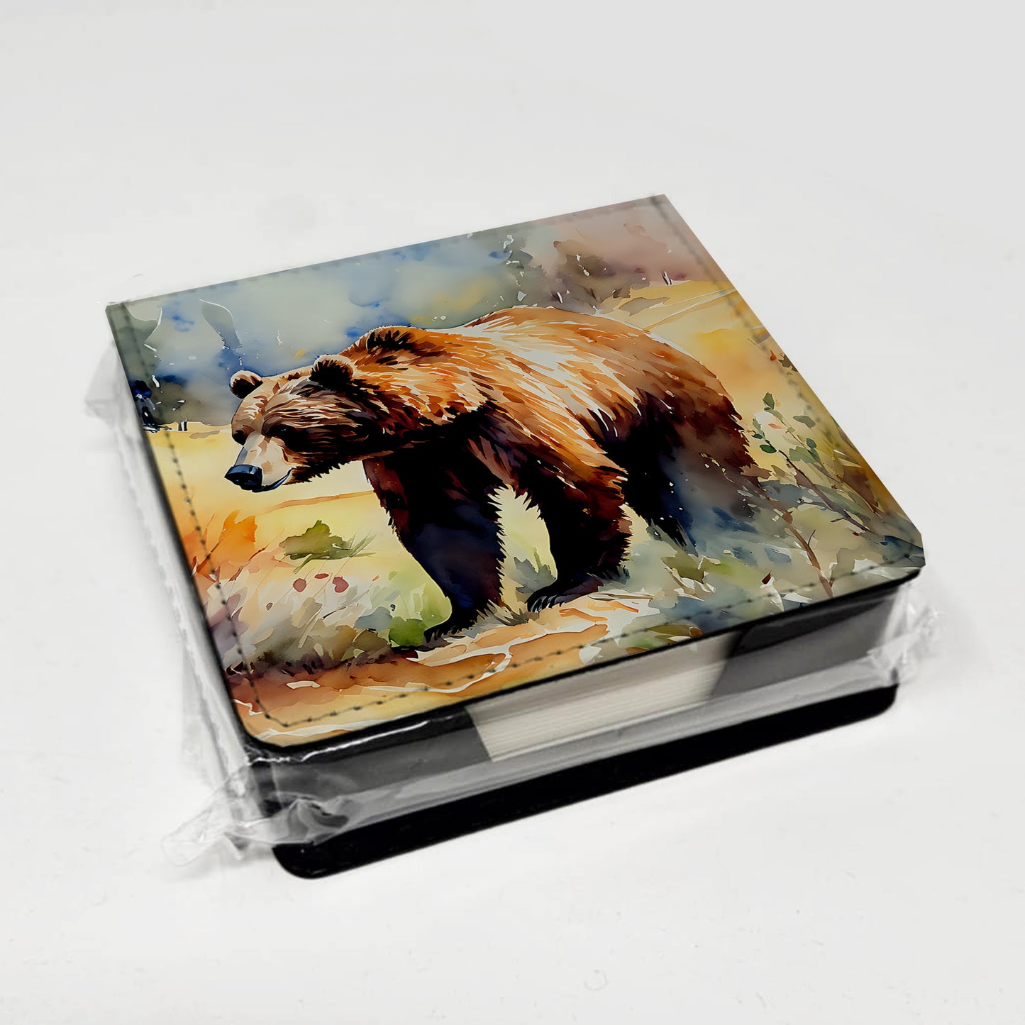 Grizzly Bear PU Leather Note Paper Holder