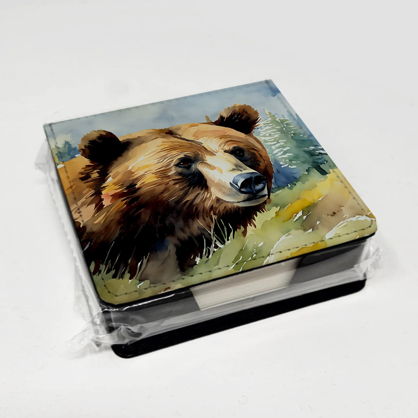 Grizzly Bear PU Leather Note Paper Holder