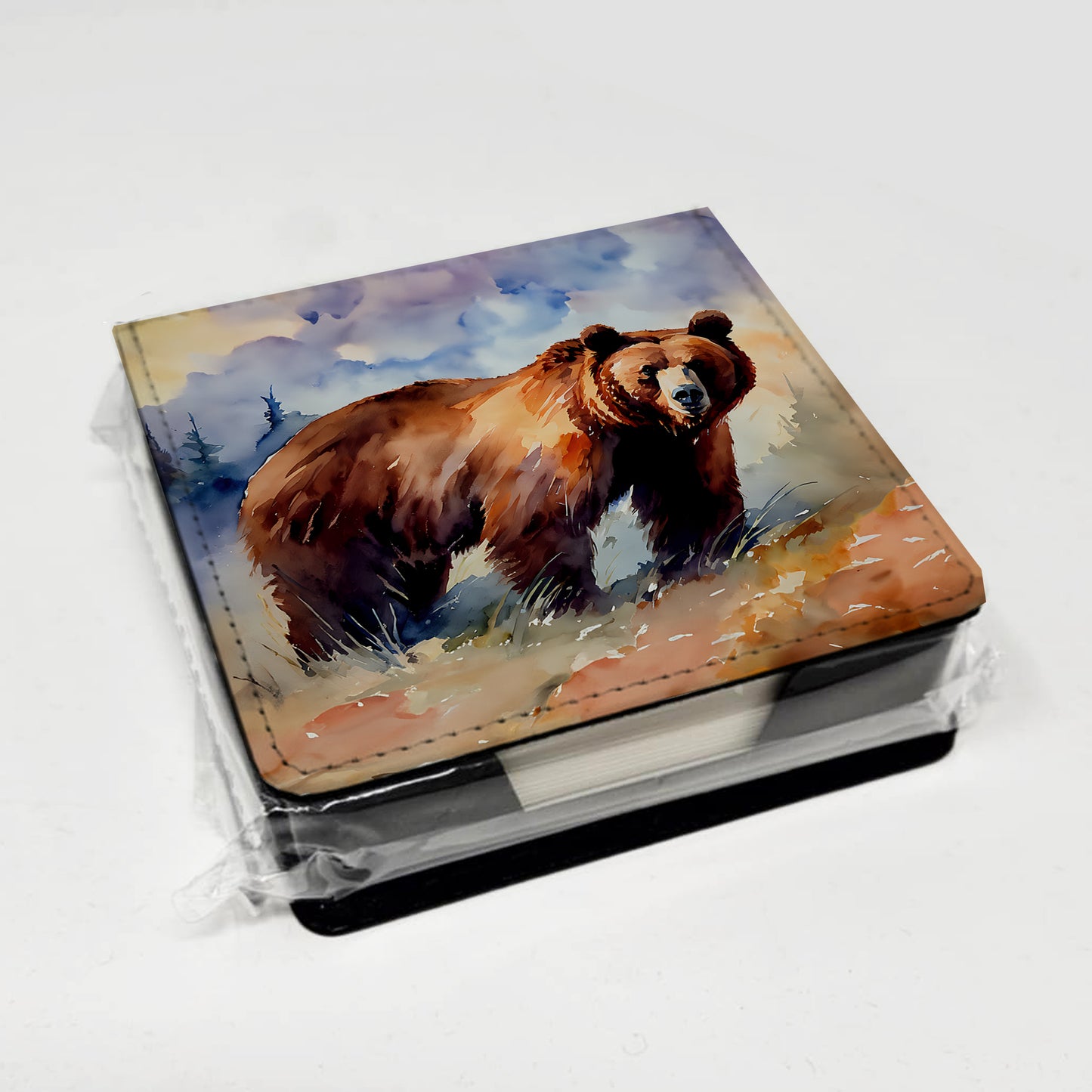 Grizzly Bear PU Leather Note Paper Holder