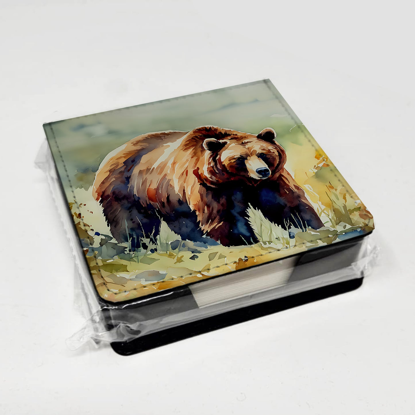 Grizzly Bear PU Leather Note Paper Holder