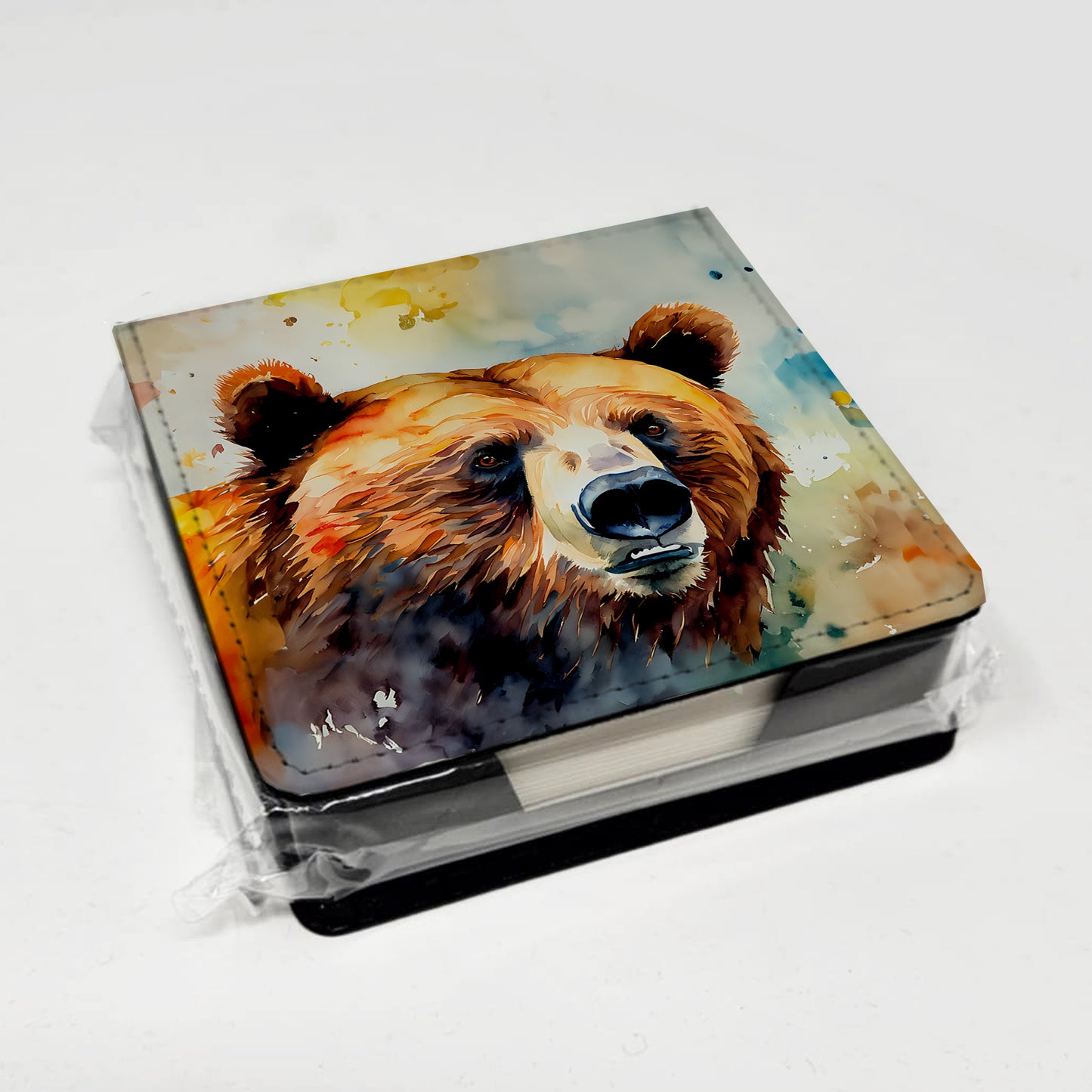 Grizzly Bear PU Leather Note Paper Holder