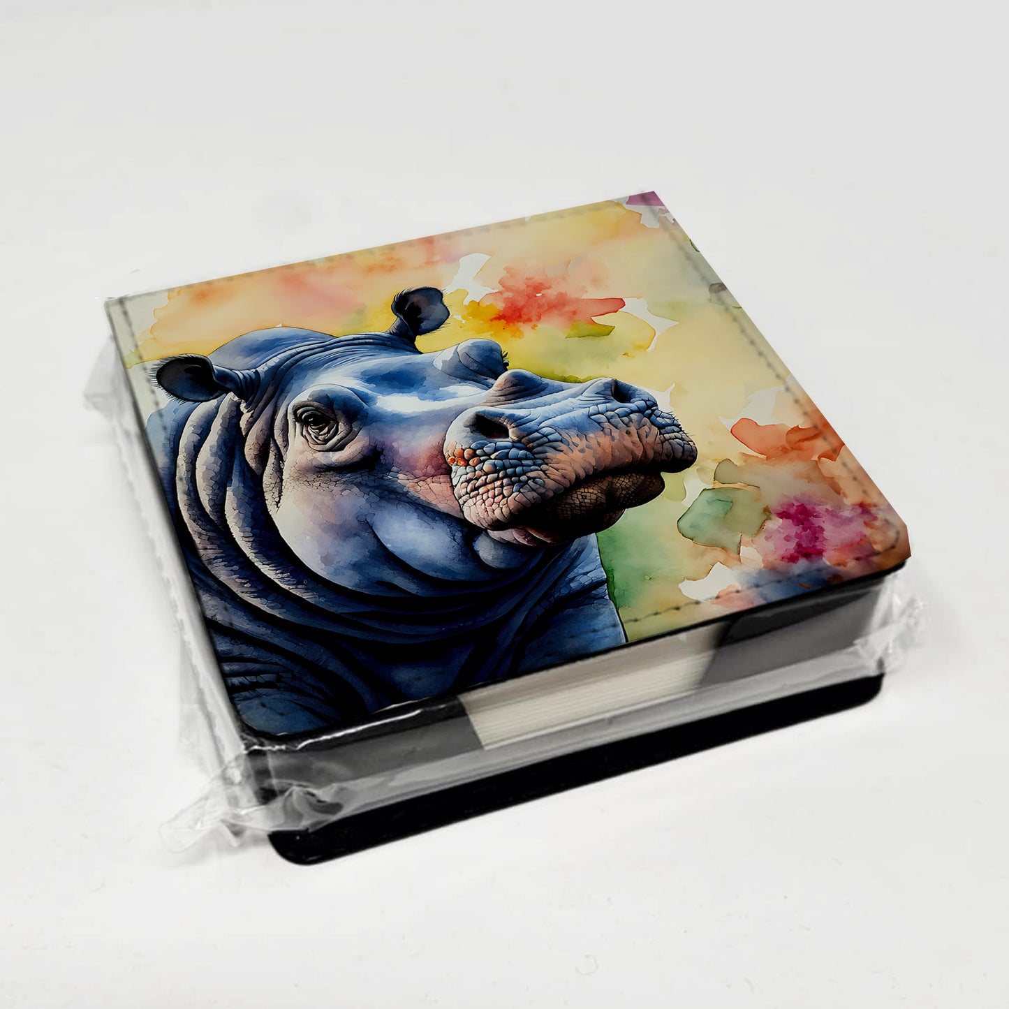 Hippopotamus PU Leather Note Paper Holder