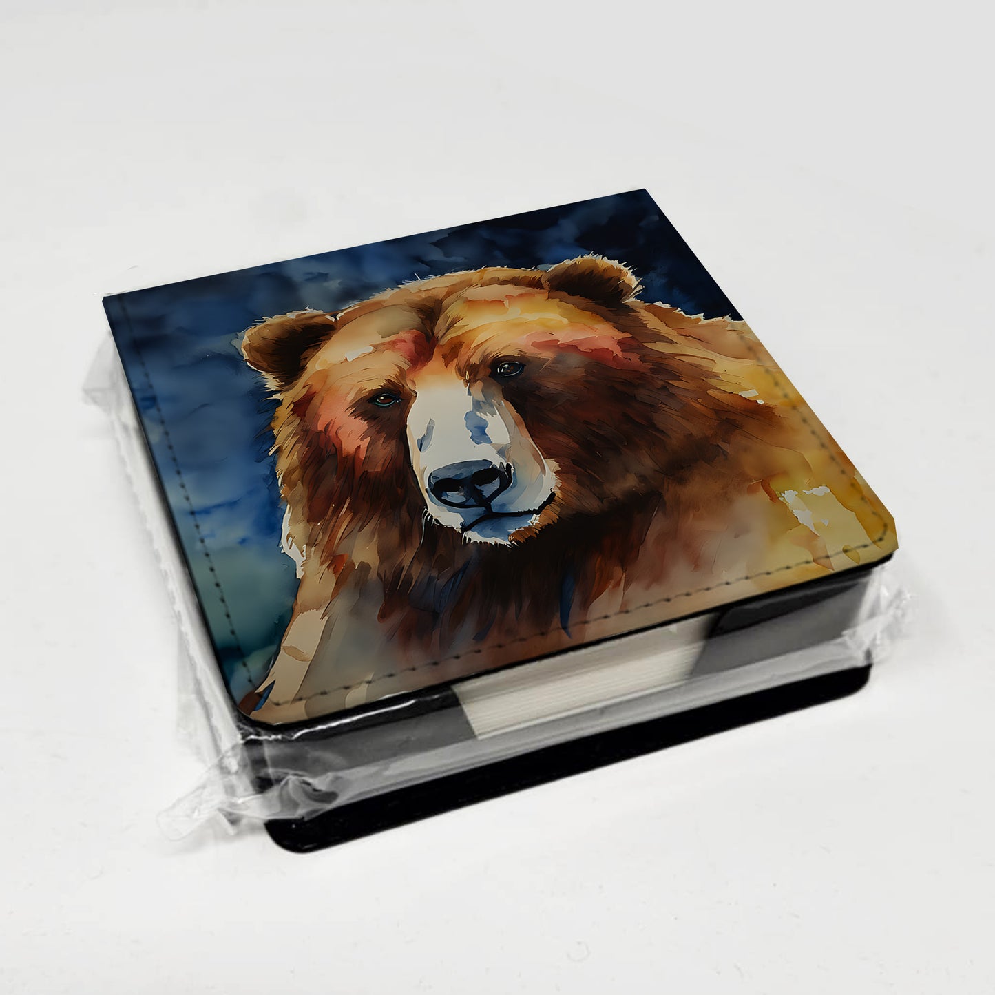 Kodiak Bear PU Leather Note Paper Holder