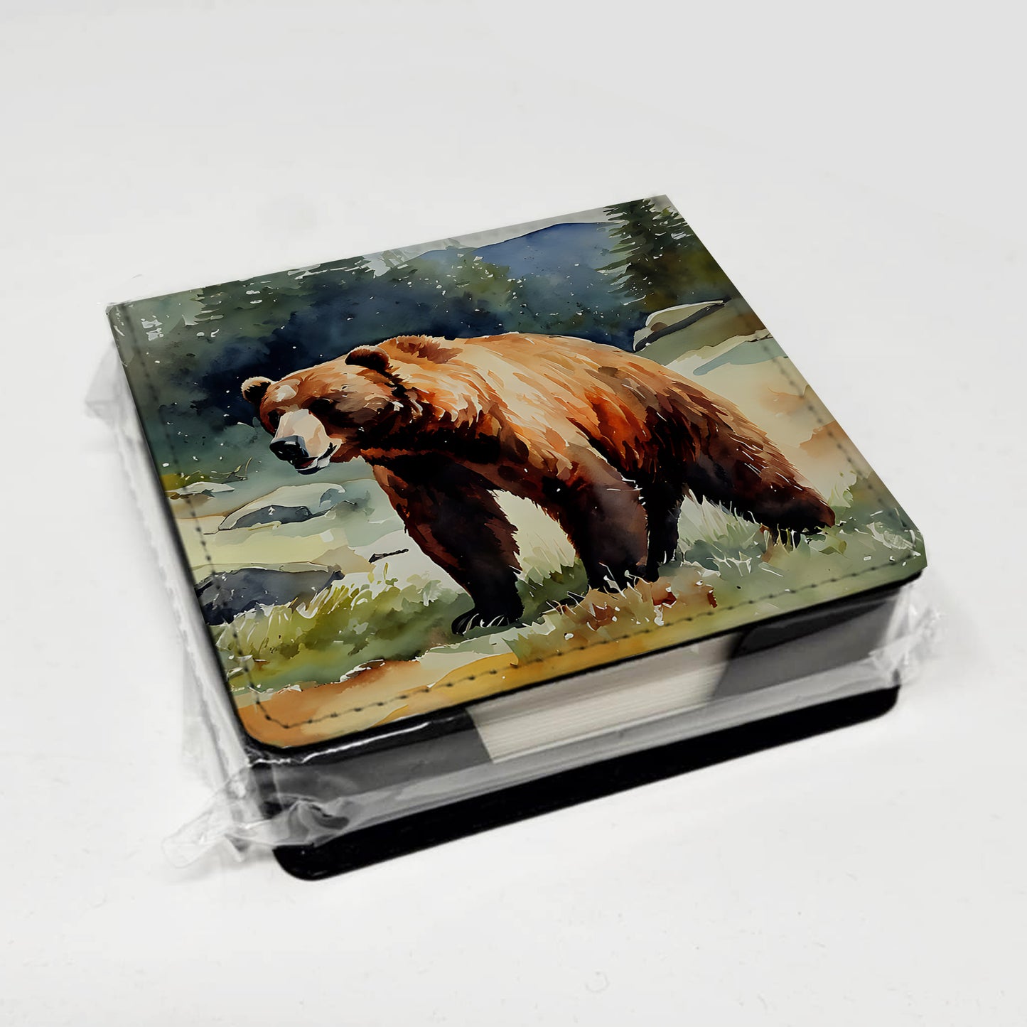 Kodiak Bear PU Leather Note Paper Holder