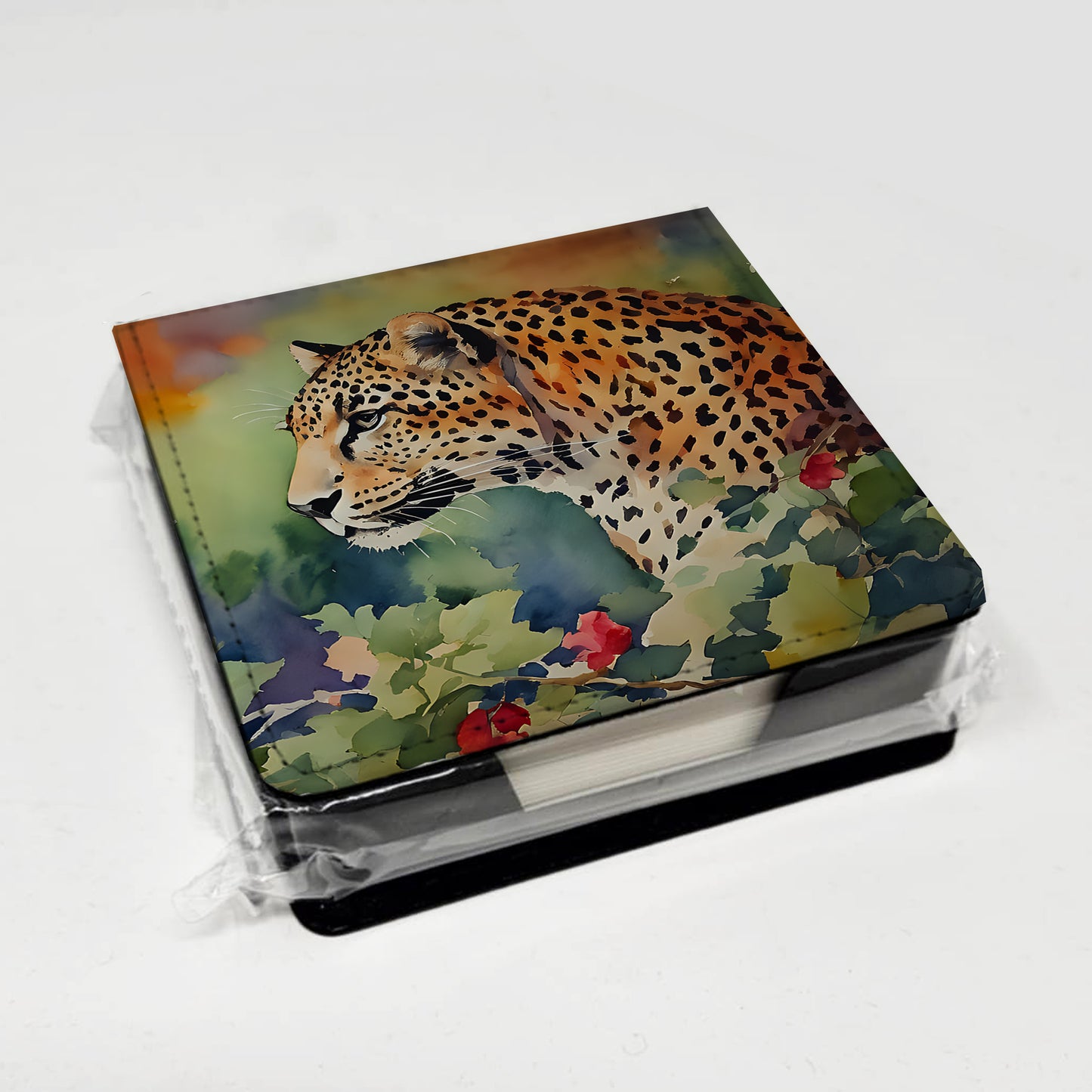 Leopard PU Leather Note Paper Holder