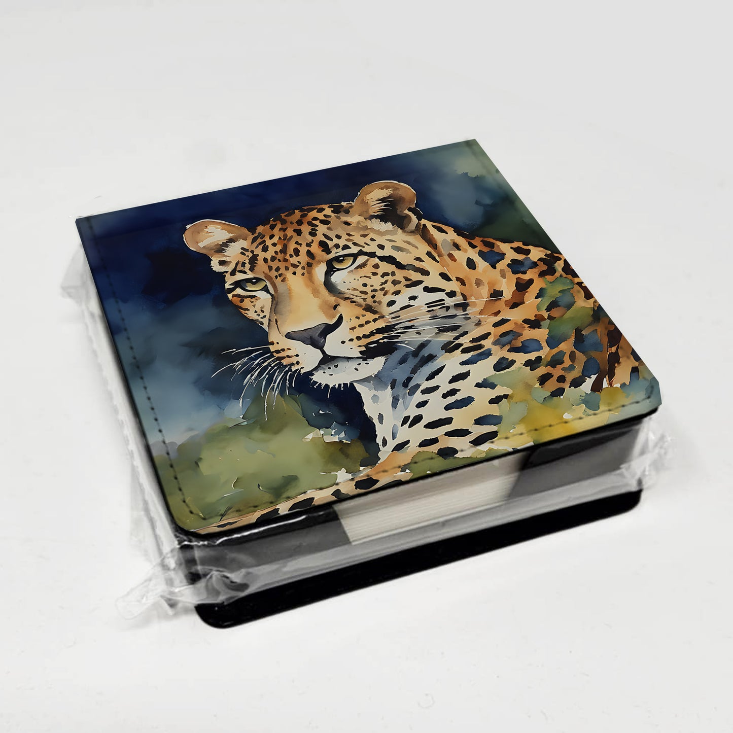Leopard PU Leather Note Paper Holder