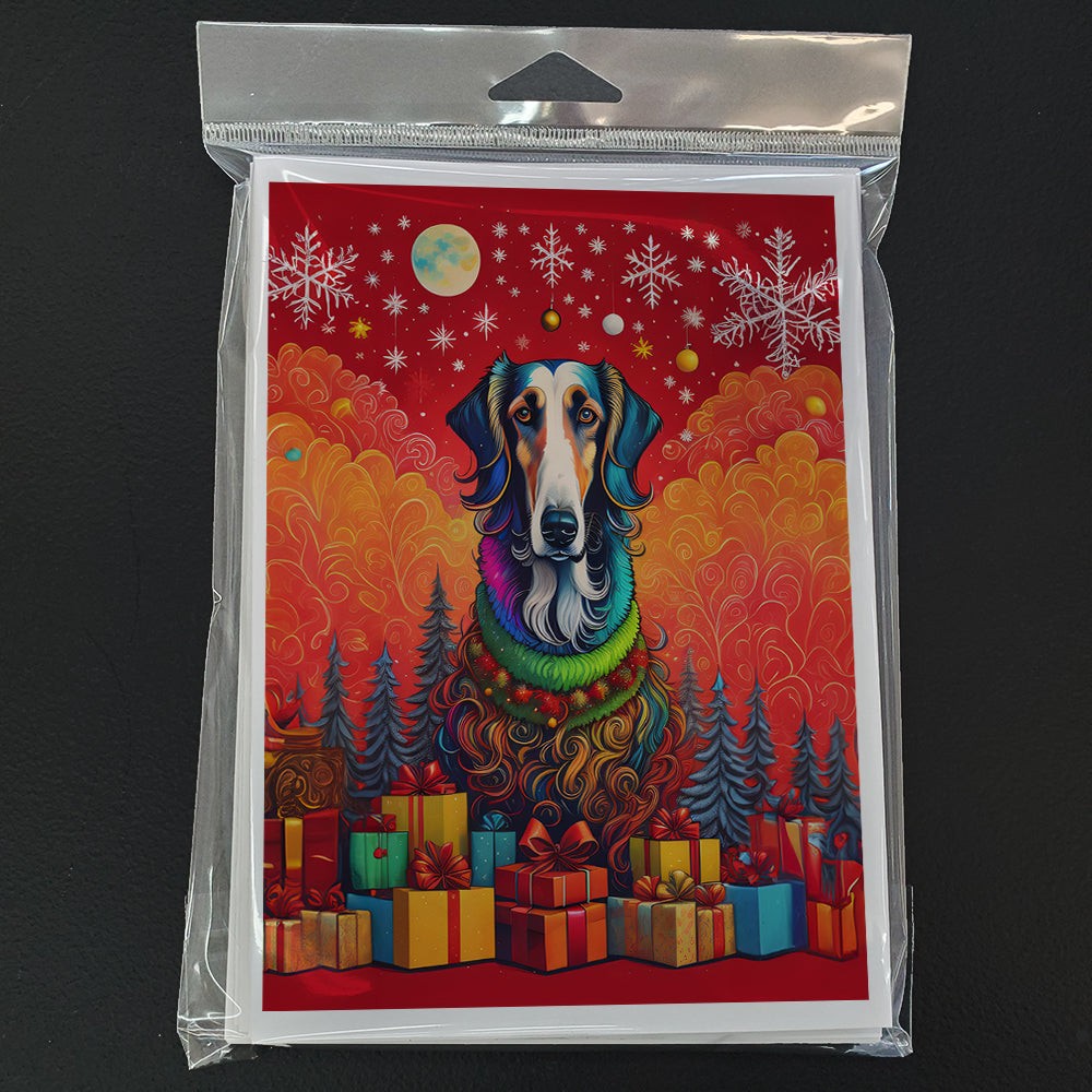 Borzoi Russian Wolfhound Holiday Christmas Greeting Cards Pack of 8