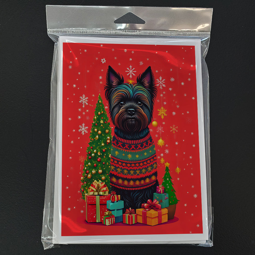 Black Cairn Terrier Holiday Christmas Greeting Cards Pack of 8