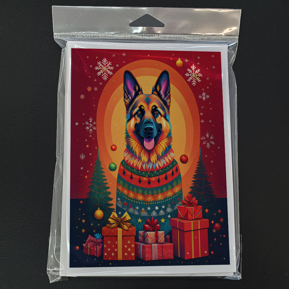 German Shepherd Holiday Christmas Greeting Cards Pack of 8