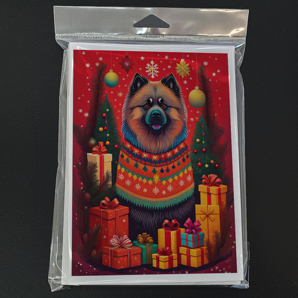 Keeshond Holiday Christmas Greeting Cards Pack of 8