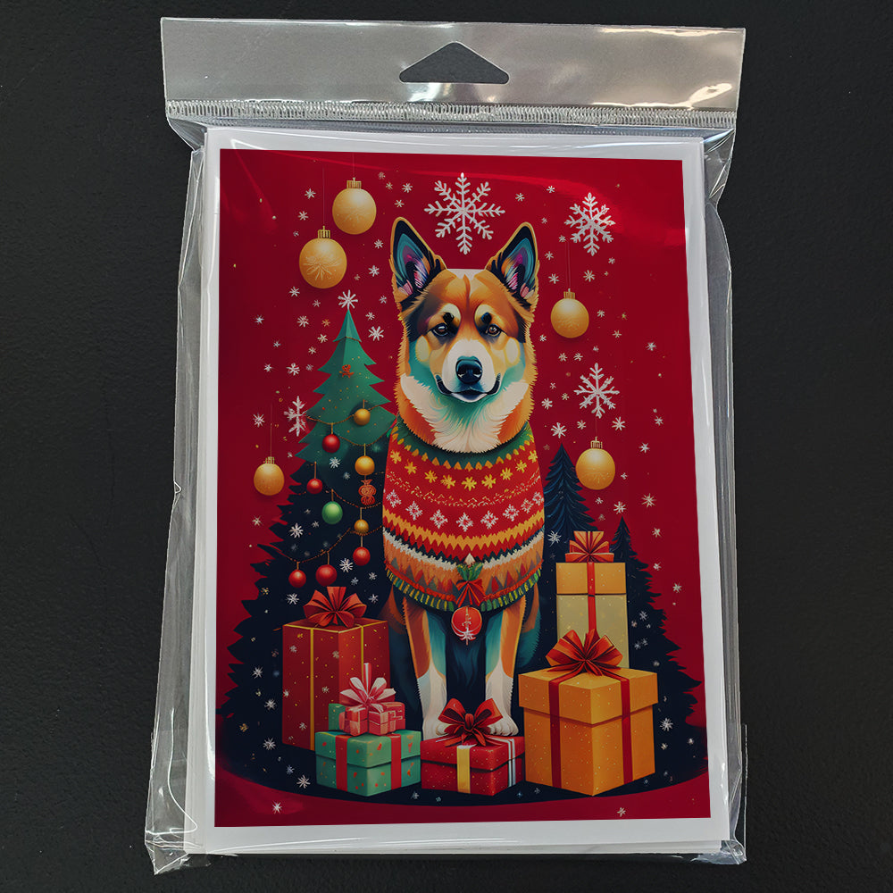 Norwegian Buhund Holiday Christmas Greeting Cards Pack of 8