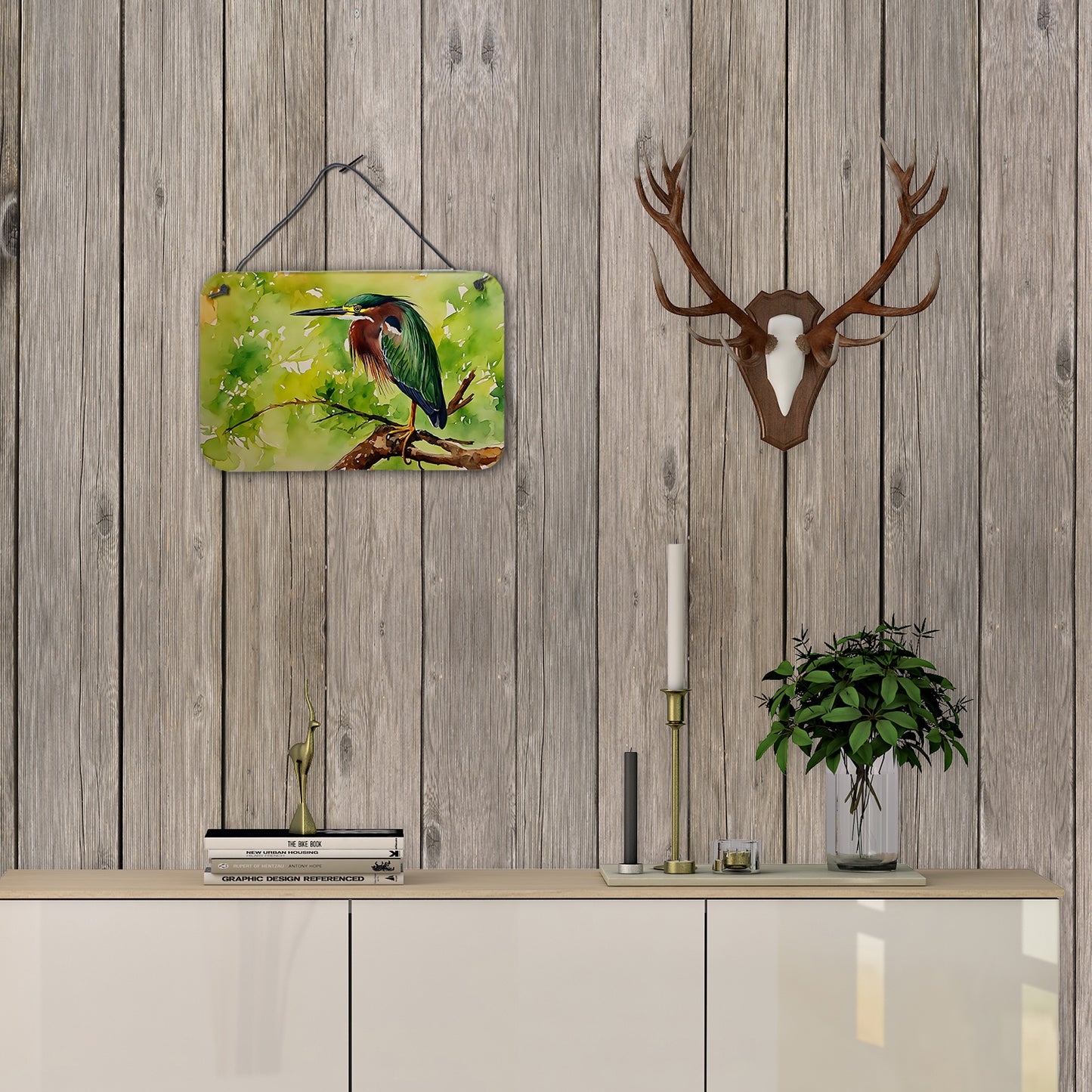 Green Heron Wall or Door Hanging Prints