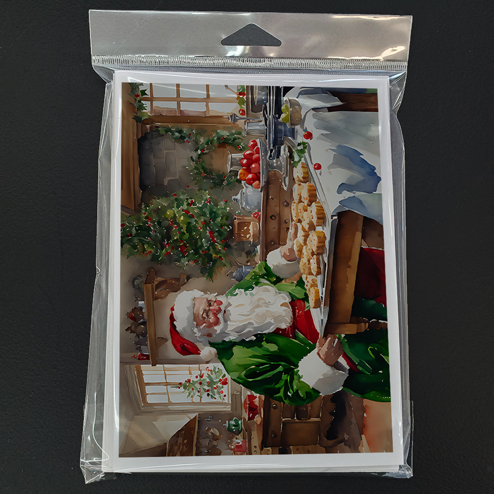 Cookies with Santa Claus Father Christmas Greeting Cards Pack of 8