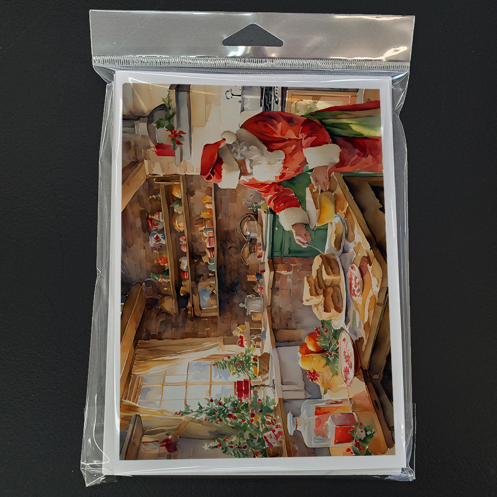 Cookies with Santa Claus Papa Noel Greeting Cards Pack of 8
