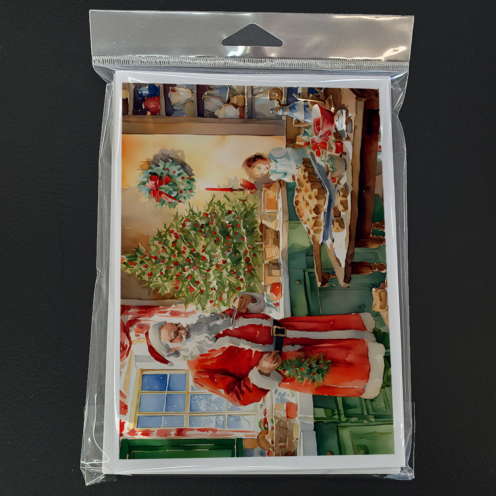 Cookies with Santa Claus Papa Noel Greeting Cards Pack of 8