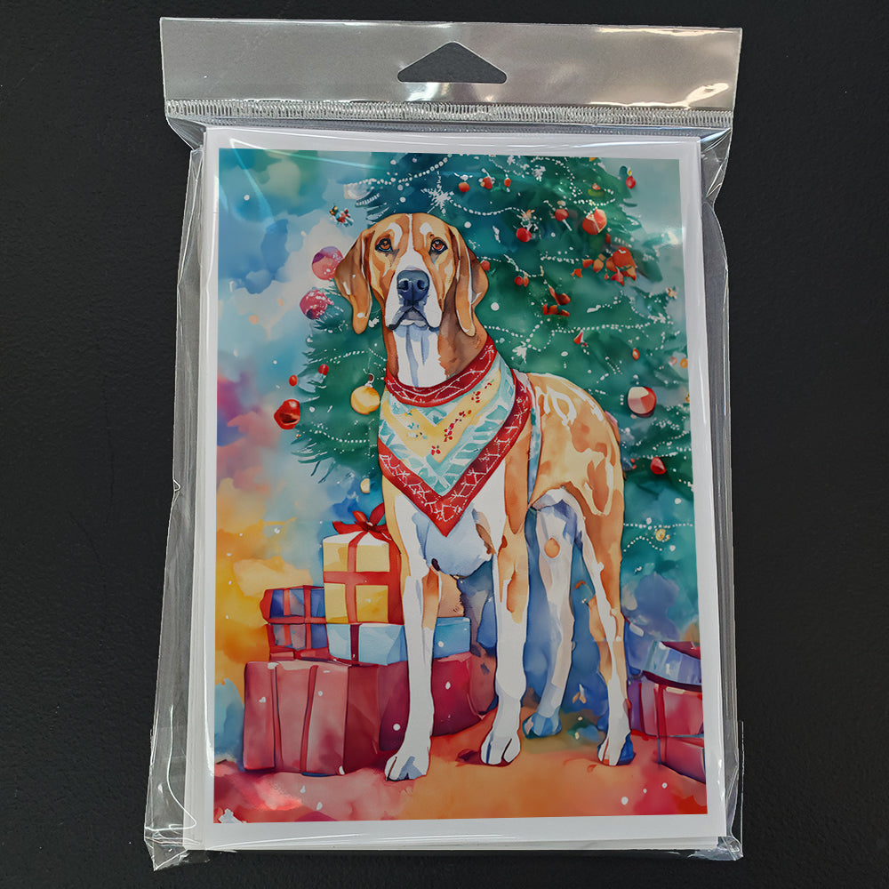 American English Coonhound Christmas Greeting Cards Pack of 8