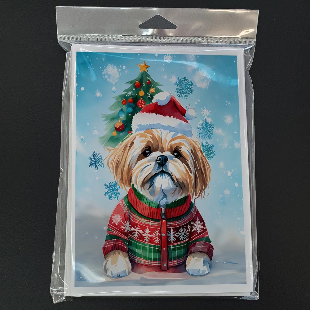 Lhasa Apso Christmas Greeting Cards Pack of 8