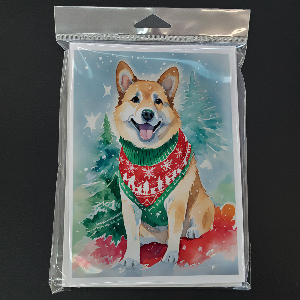 Norwegian Buhund Christmas Greeting Cards Pack of 8