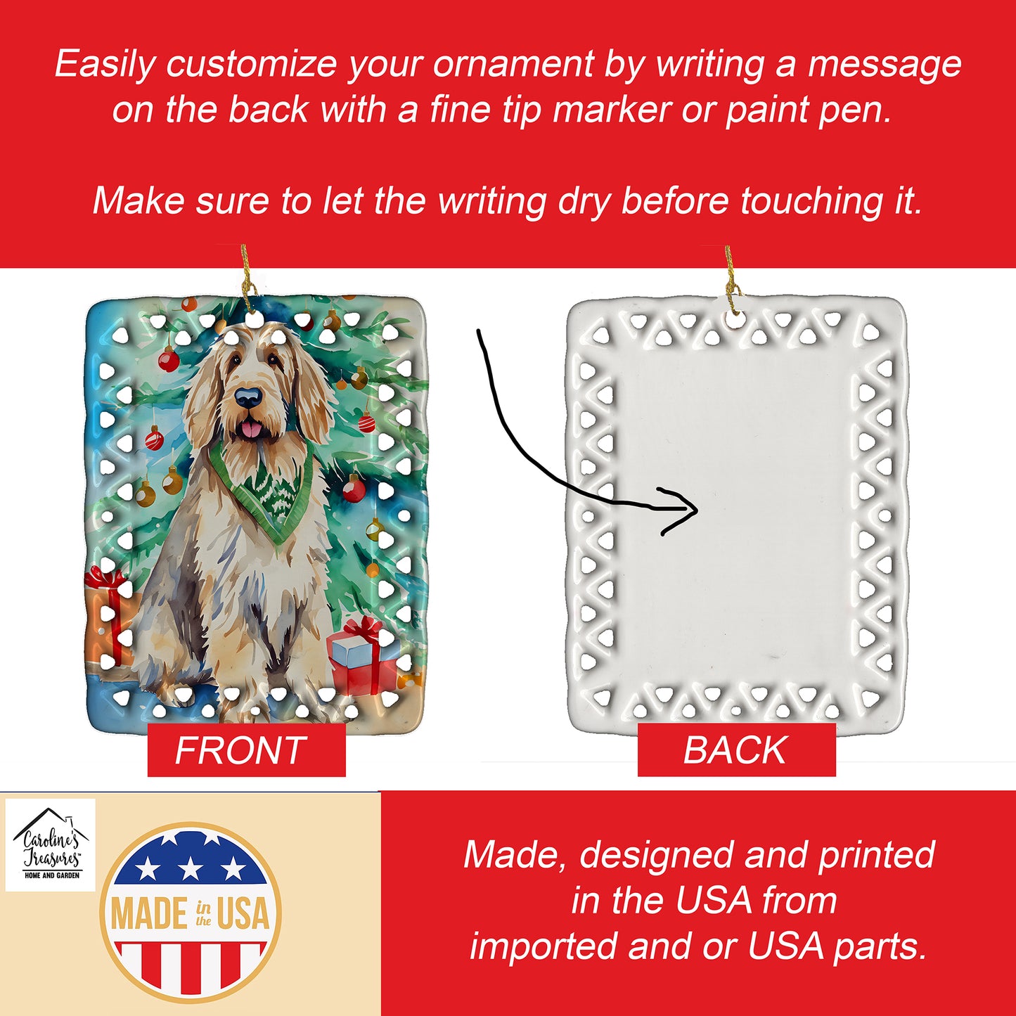 Otterhound Christmas Porcelain Ornament