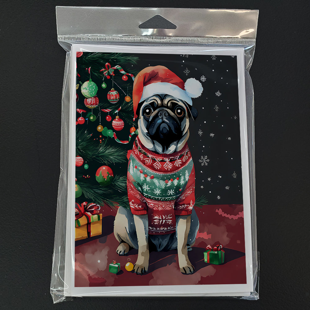 Pug Christmas Greeting Cards Pack of 8