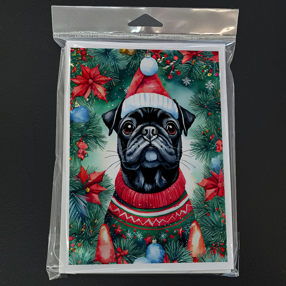 Pug Christmas Greeting Cards Pack of 8
