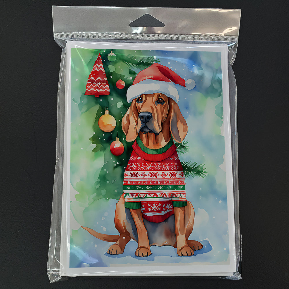 Redbone Coonhound Christmas Greeting Cards Pack of 8