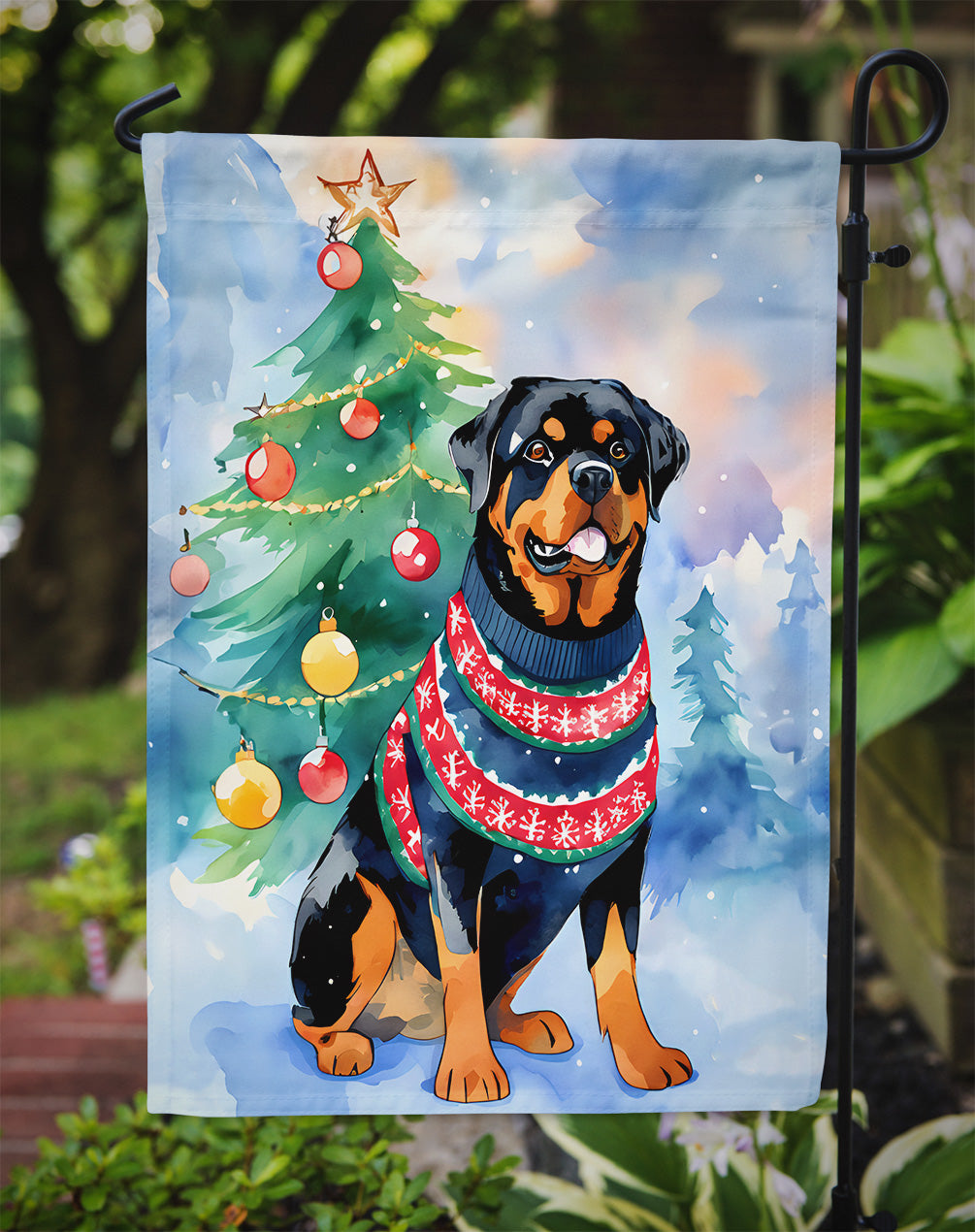Rottweiler Christmas Garden Flag